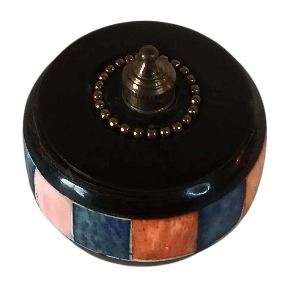Trinket Box Wood & Brass W/ Multicolor Inlay Rectangle Panels India 2